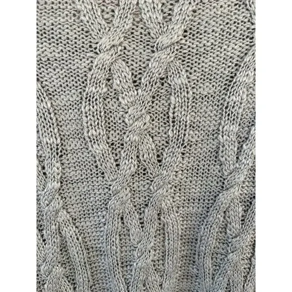 P.S. Love Gray Cable Knit Sweater Chunky Cozy M/L - Picture 5 of 5